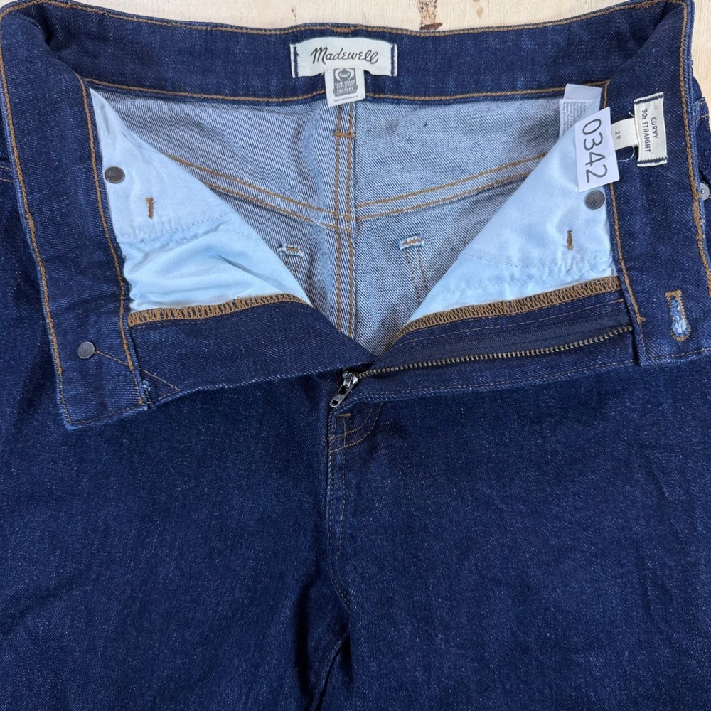 Madewell Womens Curvy 90s Straight Jeans Size 28x28 Dark Indigo Blue High Rise